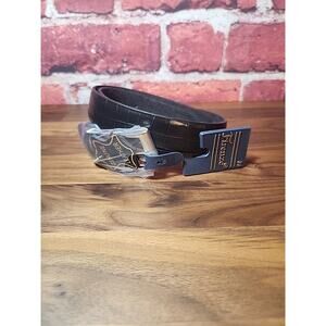 FIRENZE LEATHER BLACK BELT 1 1/4 In Wide SIZE 36 Alligator Print